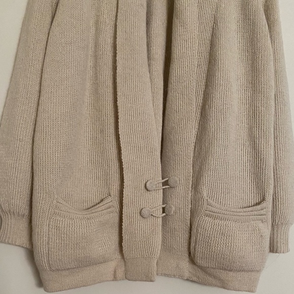 Vintage Lauren Manoogian Wool Cardigan Sweater Cream Ribbed - Picture 4 of 6